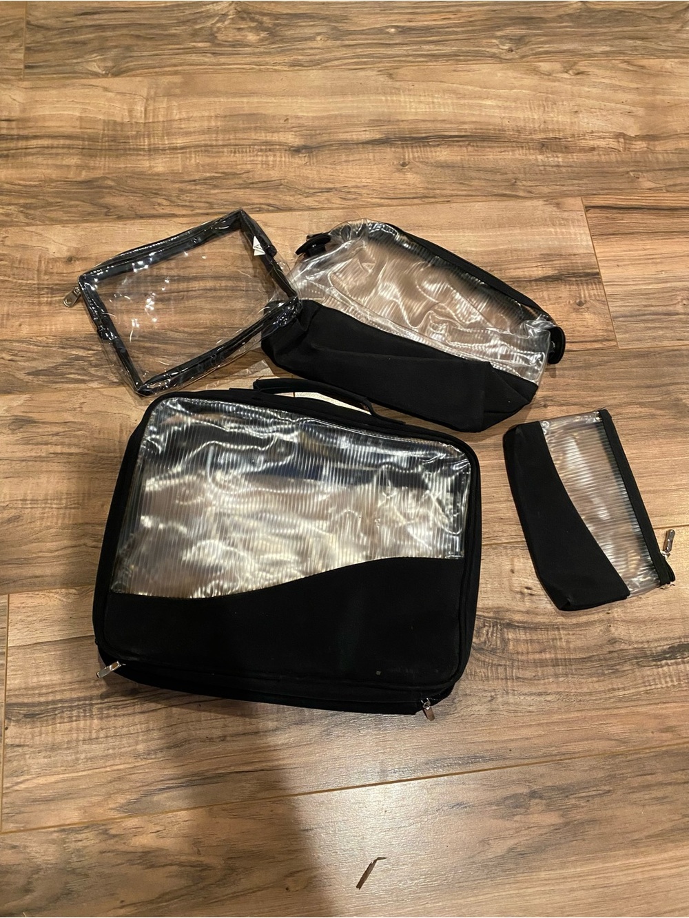Clear and Black Travel Toiletry Packing Cubes Set